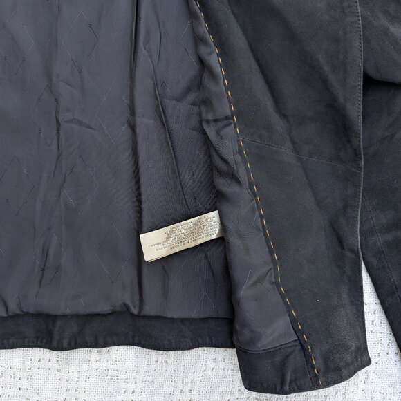 MASSIMO DUTTI Black Lambskin Suede Moto 4724 Jacket Size XS - Picture 8 of 9